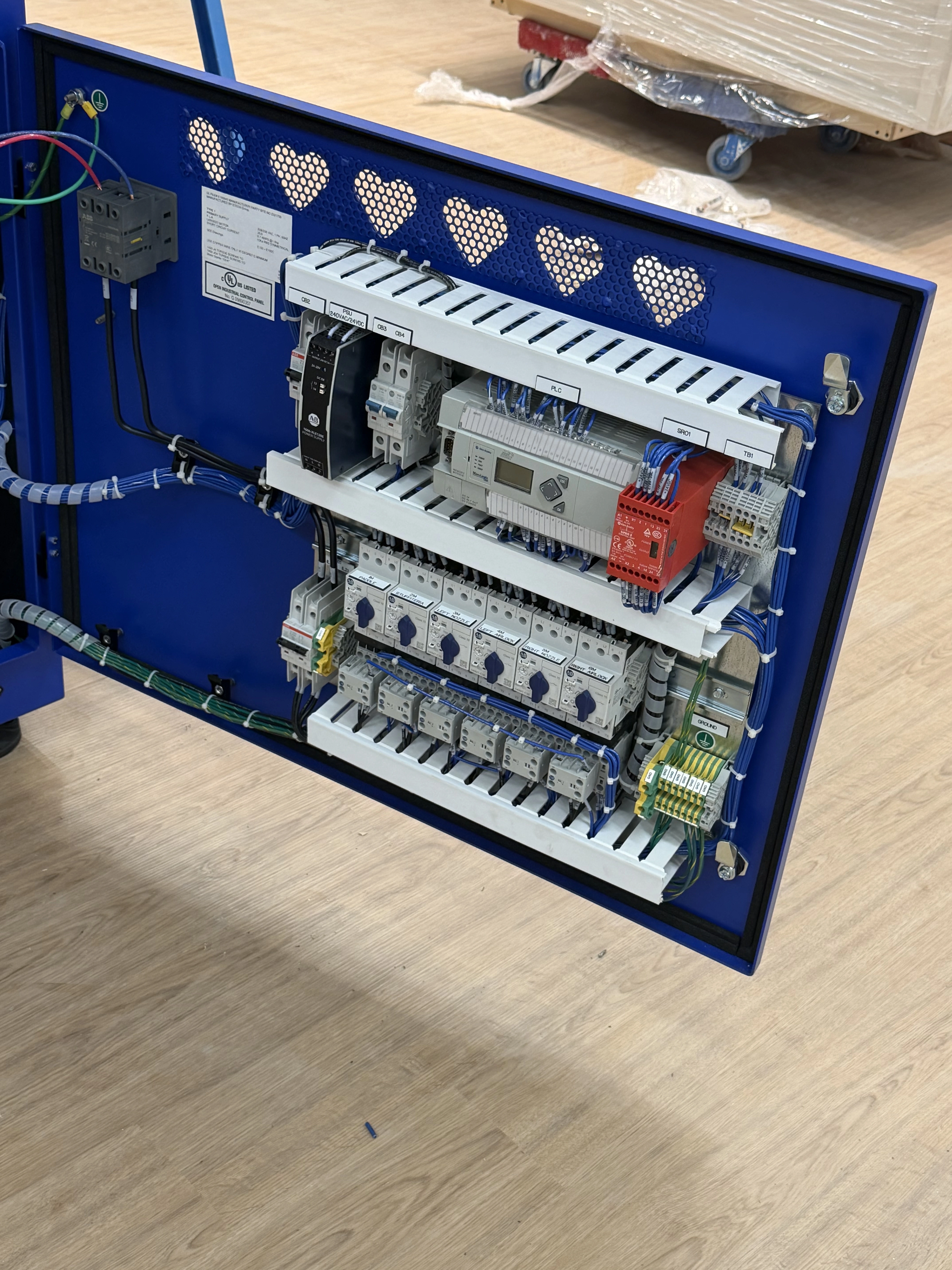 blue electrical control cabinet